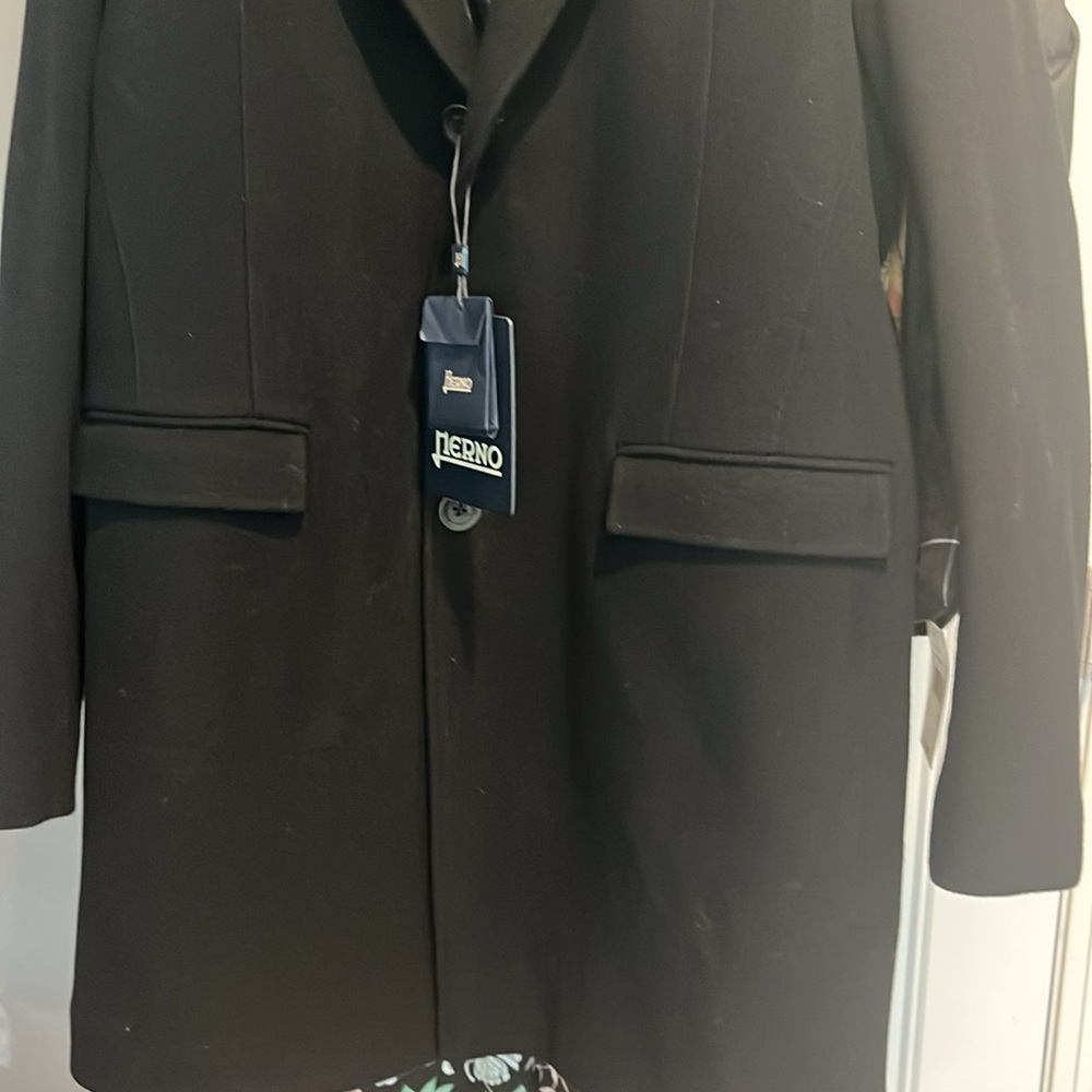 New with Tags Herno Men's Black Bibbed Topcoat Missing Bib IT 50 US 40 - Picture 7 of 7